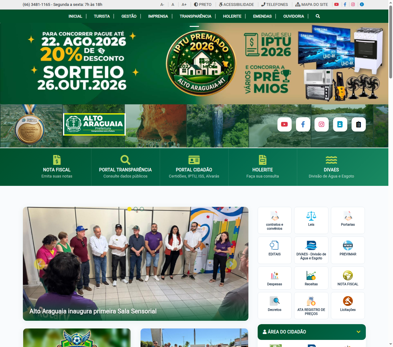 Screenshot altoaraguaia.mt.gov.br