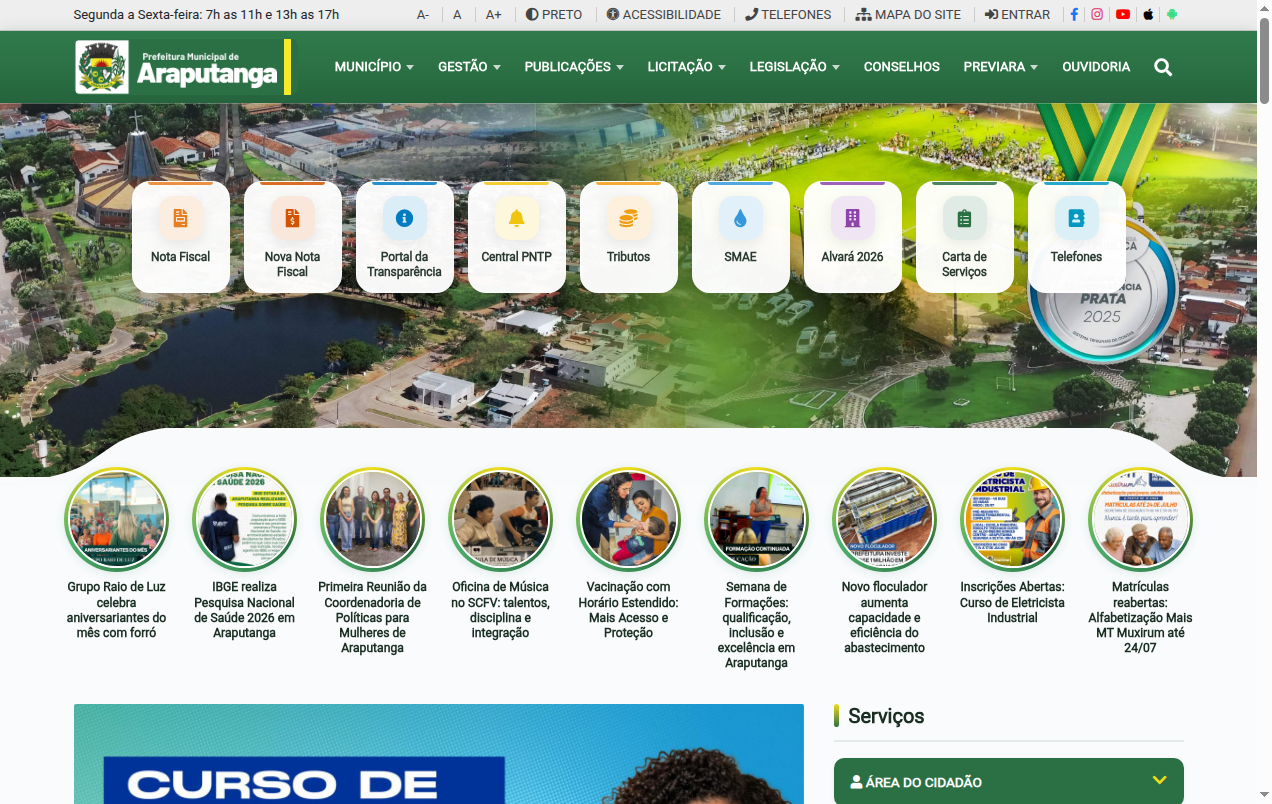 Screenshot araputanga.mt.gov.br