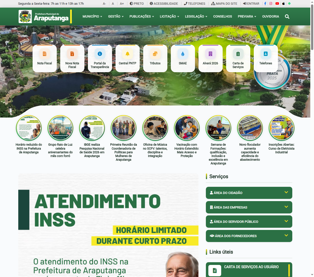 Screenshot araputanga.mt.gov.br