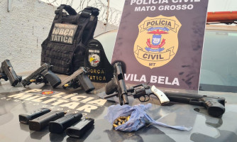 Forças de segurança apreendem armas de fogo e munições com grupo envolvido em homicídios em Vila Bela; 6 suspeitos morreram
