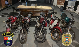 Polícias Civil e Militar recuperam 5 motos furtadas do Ciretran de Mirassol D'Oeste
