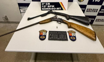 Cavalaria da PM prende homem por ameaçar cunhado de morte e apreende armas de fogo