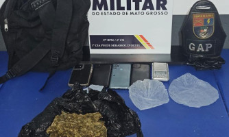 Polícia Militar apreende quatro adolescentes e prende dois homens por tráfico e formação de quadrilha em Mirassol d'Oeste