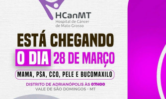 Ônibus do HCanMT realizará atendimento no Distrito de Adrianópolis em Vale de São Domingos no dia 28 de março