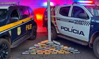 PRF e PM apreendem 44 kg de drogas em caminhonete na BR-158; Droga saiu de Cáceres
