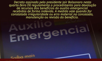 Auxílio recebido indevidamente poderá ser devolvido em até 60 parcelas