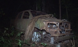 Caminhonete carbonizada é encontrada com restos mortais as margens da BR-174