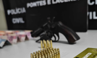 Casal é preso em flagrante pela Polícia Civil com arma de fogo e celulares em boca de fumo em Pontes e Lacerda