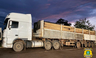 Madeira transportada de forma irregular é apreendida pela PRF em Pontes e Lacerda/MT