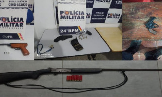 PM apreende revólveres, espingarda e simulacro em Cáceres e mais três cidades