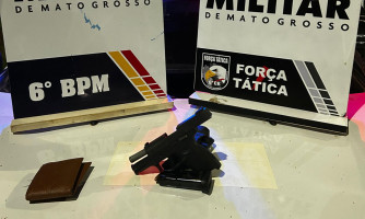 PM prende homem e apreende adolescente por porte ilegal de arma de fogo em Cáceres