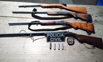 Polícia Civil apreende quatro armas de fogo após atendimento de violência doméstica em Mirassol D'Oeste