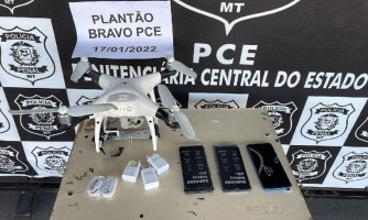 Policiais penais interceptam entrada de drone e celulares na Penitenciária Central