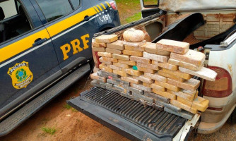 PRF, em Nova Mutum/MT, prende homem transportando mais 59 Kg de droga no compartimento de carga de uma caminhonete