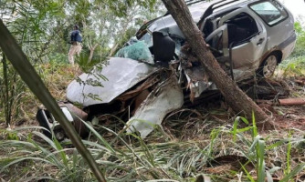 Homem morre e três pessoas ficam feridas após carro colidir contra árvore em Glória D