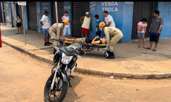 Motociclista se assusta no trânsito e sofre queda na Marechal Rondon