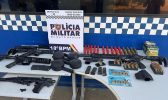 Polícia Militar de Pontes e Lacerda aprende grande arsenal de armas e munições