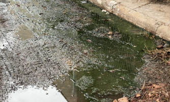 Esgoto a céu aberto no centro de Pontes e Lacerda causa mau cheiro e transtornos