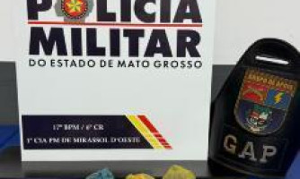 Bandido que iria vender porções de maconha é preso pela PM em Mirassol D'Oeste