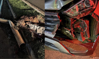 Creta colide com poste na Avenida Marechal Rondon na noite deste domingo