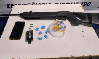 Homem é preso com drogas e arma de pressão adaptada em Araputanga