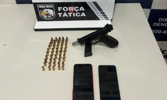 PM prende criminosos com arma de fogo e 50 munições em Cáceres