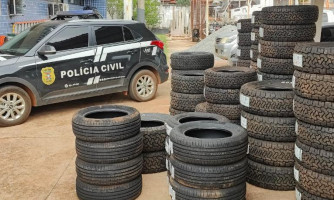 Polícia Civil prende duas pessoas e recupera 67 pneus furtados de empresa