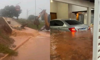 Temporal causa alagamentos e destruição em Pontes e Lacerda