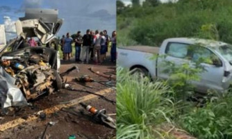 Jovem morre preso às ferragens em acidente entre caminhonete e Fiat Uno em Mirassol D’ Oeste