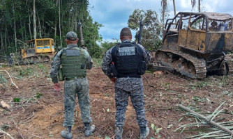 Polícia Militar apreende máquinas utilizadas em extração ilegal de madeiras em zona rural