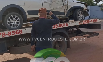 Carro capota após atingir anta na região de Porto Esperidião