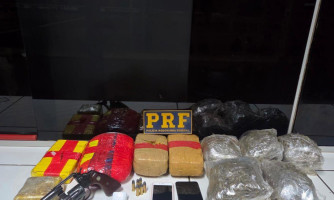 PRF apreende mais de 6 quilos de drogas, arma e munições em ônibus na BR-174