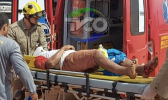 Acidente de trânsito: Motociclista é levado para o hospital com fratura na perna após colidir com carro em Pontes e Lacerda