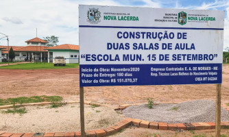 Duas salas de aula estão sendo construídas na comunidade São Judas em Nova Lacerda