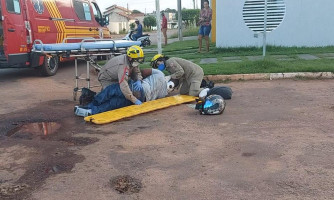 Motociclista fica ferido após colidir com carro na Terezinha Coura Garbim