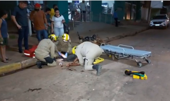 Motociclista sofre fratura e fica inconsciente após acidente na Marechal Rondon