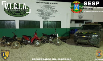 Operação integrada apreende três motocicletas que seriam levadas para a Bolívia