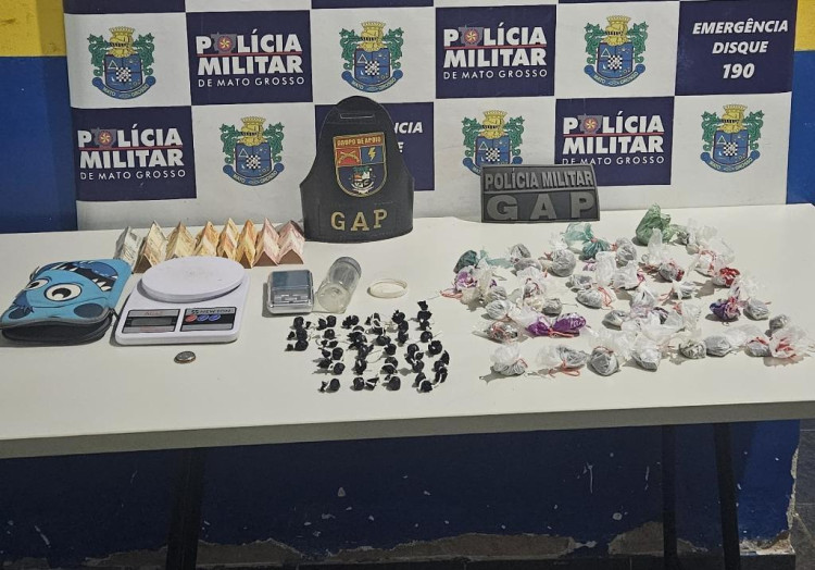 PM prende casal por tráfico e apreende mais de 70 porções de drogas em Araputanga