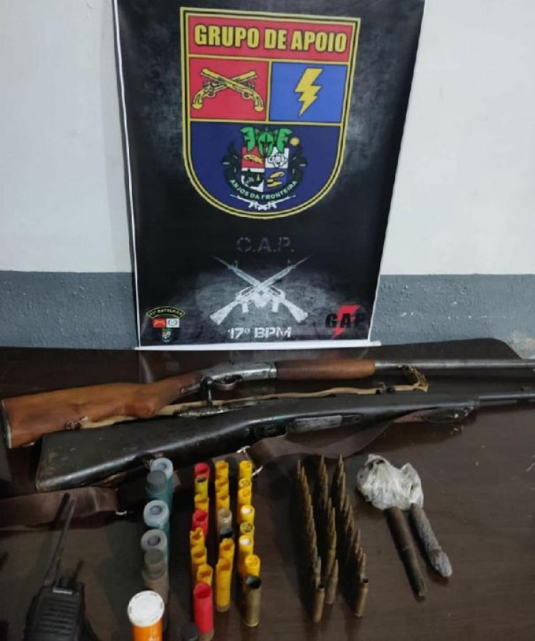 Polícia Militar prende homem com fuzil, radiocomunicadores e munições em Mirassol D’ Oeste