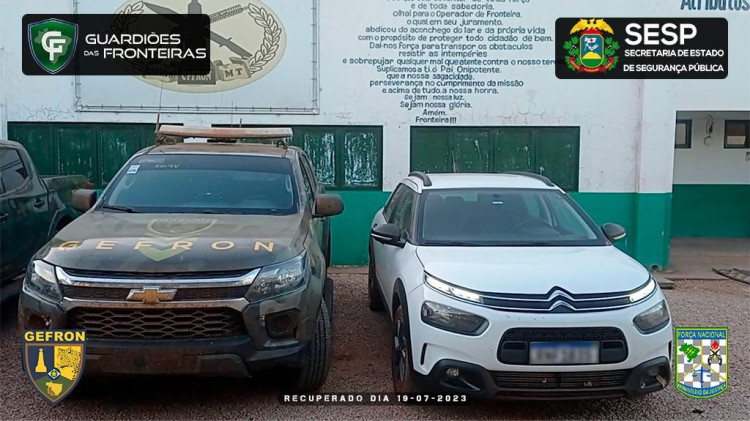 Mais um carro de locadora é apreendido na fronteira; três suspeitos detidos em Porto Esperidião