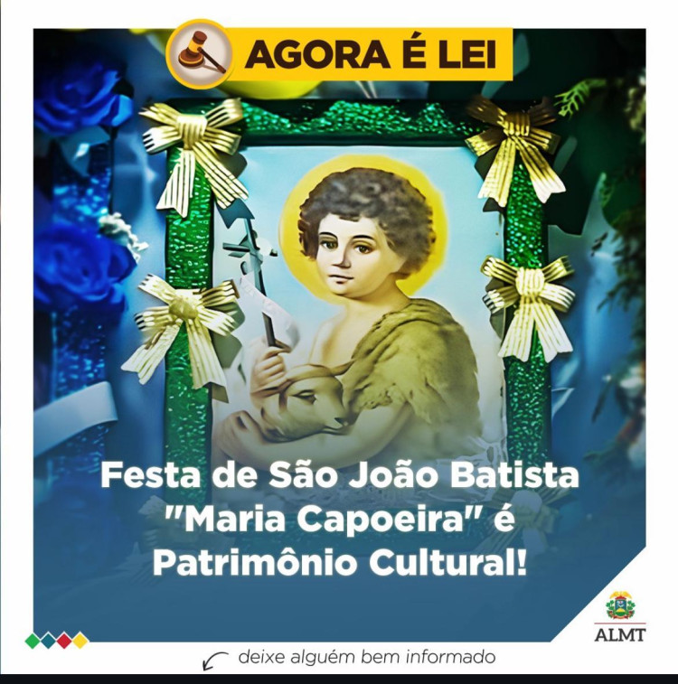 Festa de São João Batista da “Maria Capoeira” se torna patrimônio cultural aprovado pela Assembleia Legislativa.