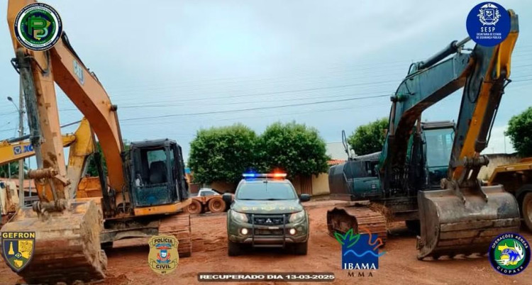 Máquinas furtadas são encontradas em garimpo de Pontes e Lacerda após operação conjunta da Polícia