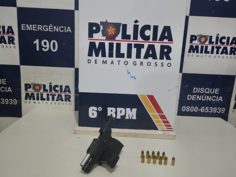 Polícia Militar prende homem com pistola e 11 munições em Cáceres