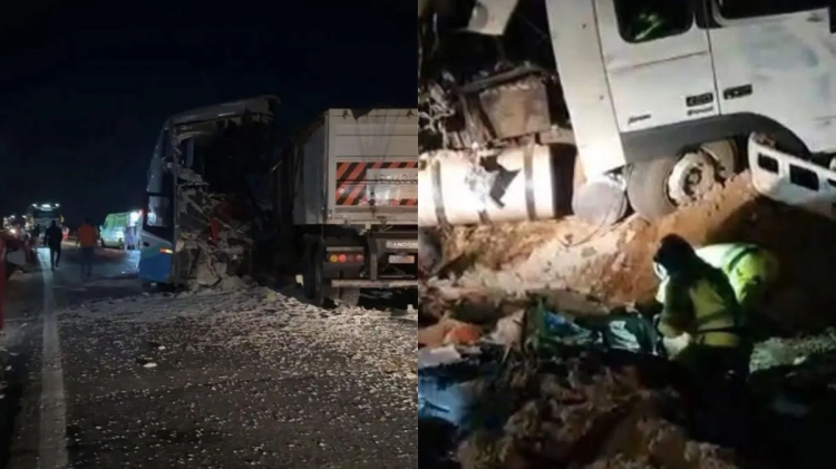 Colisão entre ônibus e carreta deixa 11 mortos e mais de 40 feridos na BR-163