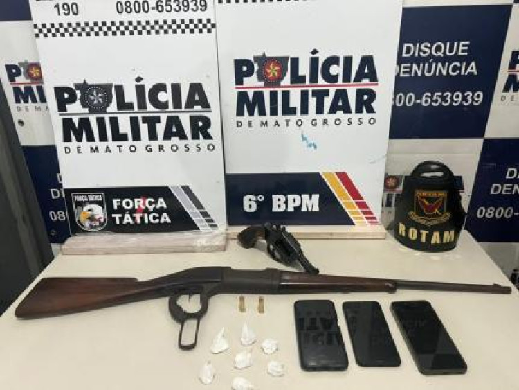 Polícia prende três por tráfico de drogas e porte ilegal de armas em Cáceres