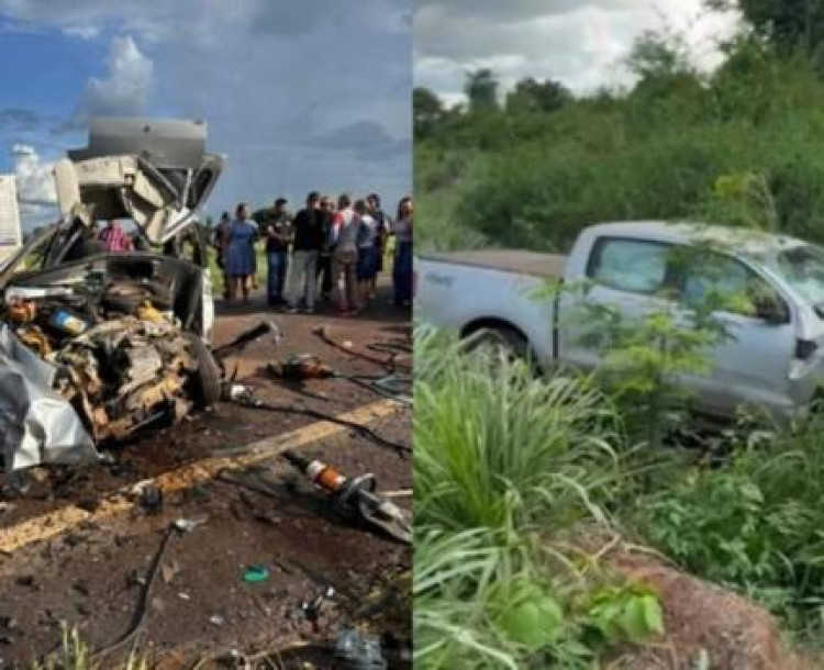 Jovem morre preso às ferragens em acidente entre caminhonete e Fiat Uno em Mirassol D’ Oeste