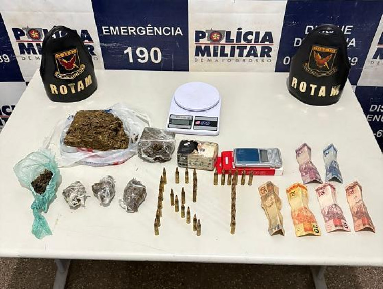Polícia Militar prende suspeito com drogas e munições restritas em Cáceres