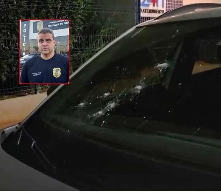 Delegado é baleado durante atentado e carro fica crivado de tiros em Mato Grosso