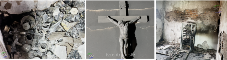 Incêndio atinge sacristia da Igreja Matriz e destrói sala de objetos litúrgicos em Pontes e Lacerda