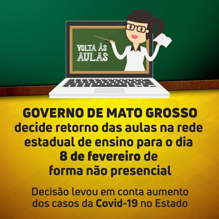 Aulas na rede estadual de ensino começam dia 8 na modalidade não presencial